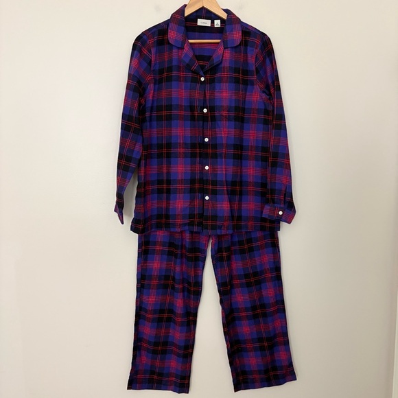 L.L.BEAN Women’s Scotch Plaid Flannel Pajama Set 100% Cotton In Angus Purple L - Picture 2 of 13